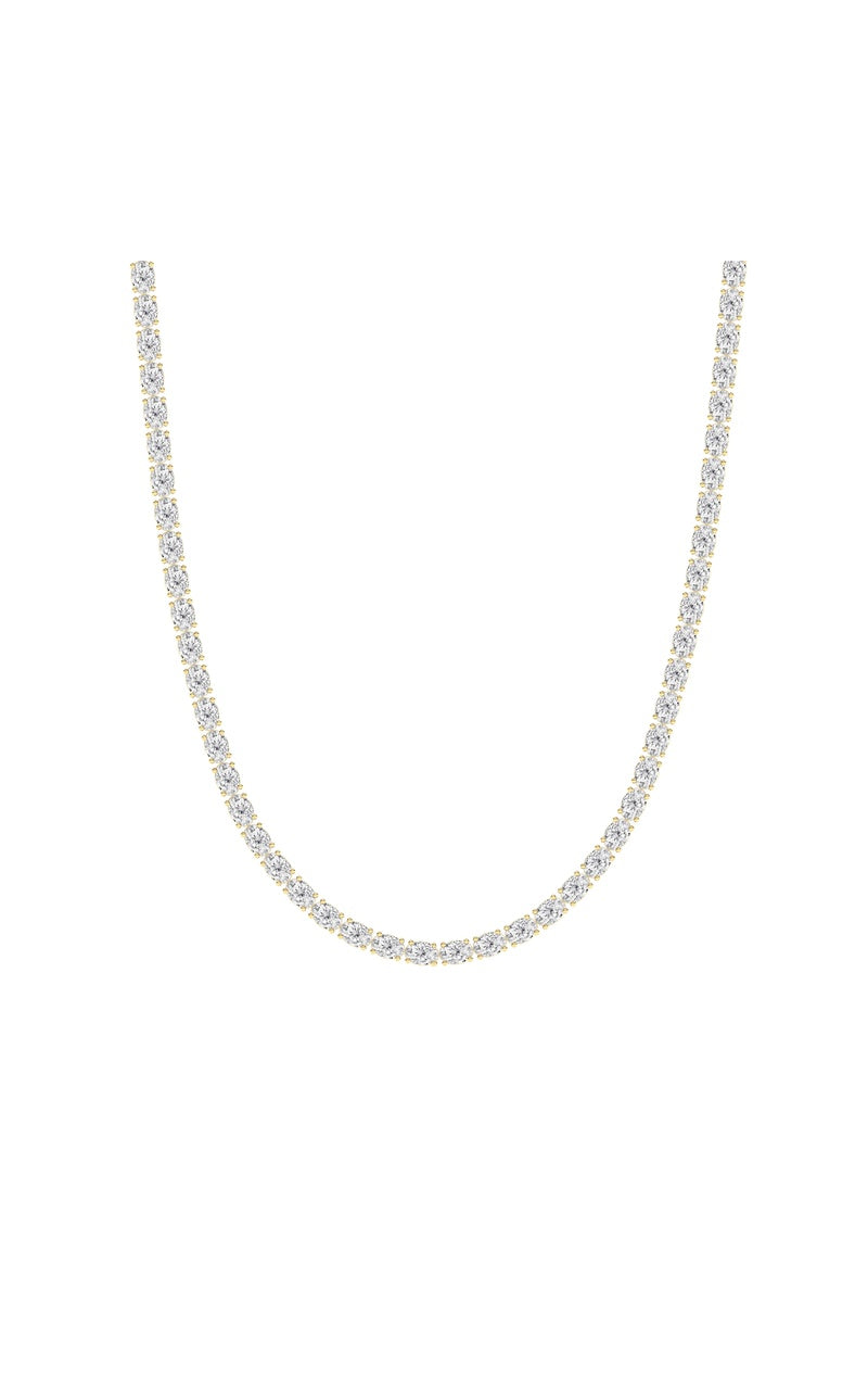 25Cttw Oval Shaped Lab Grown Diamond Tennis Necklace in 14K Gold (F/VS)