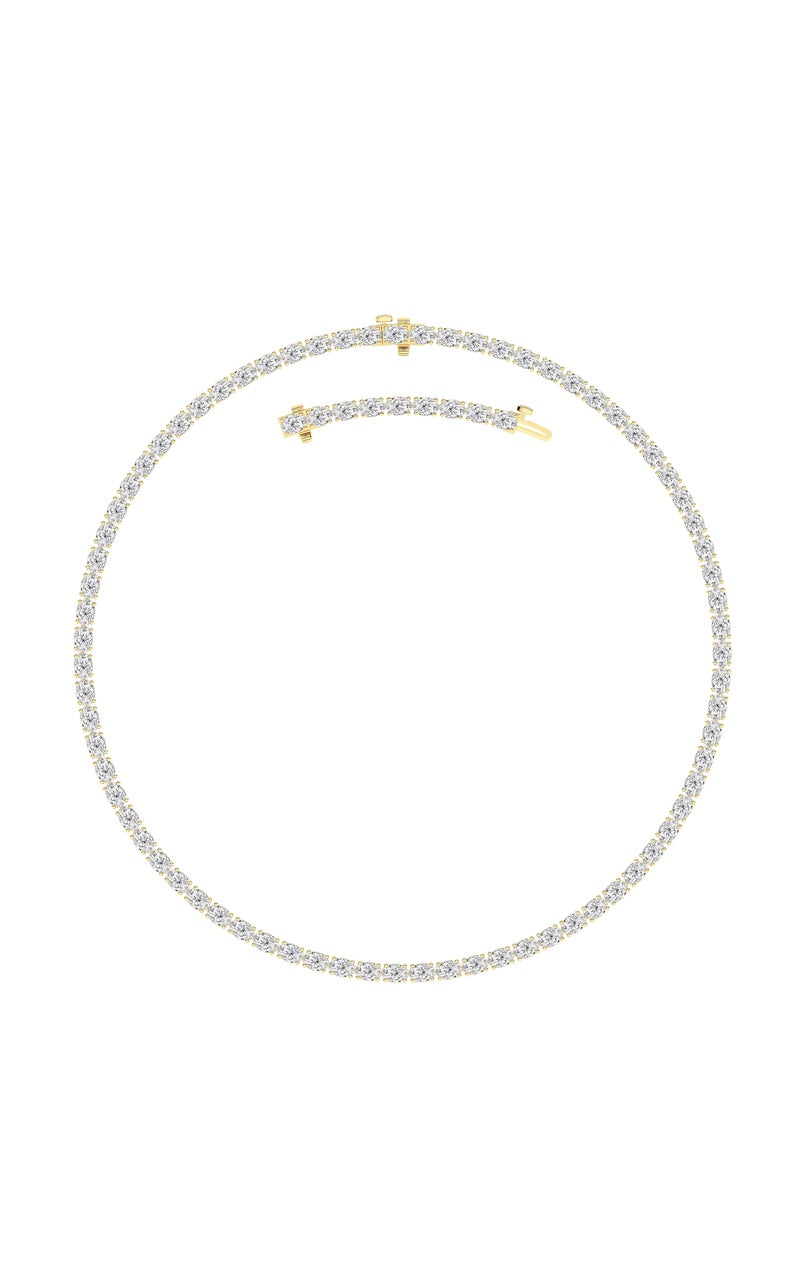 25Cttw Oval Shaped Lab Grown Diamond Tennis Necklace in 14K Gold (F/VS)