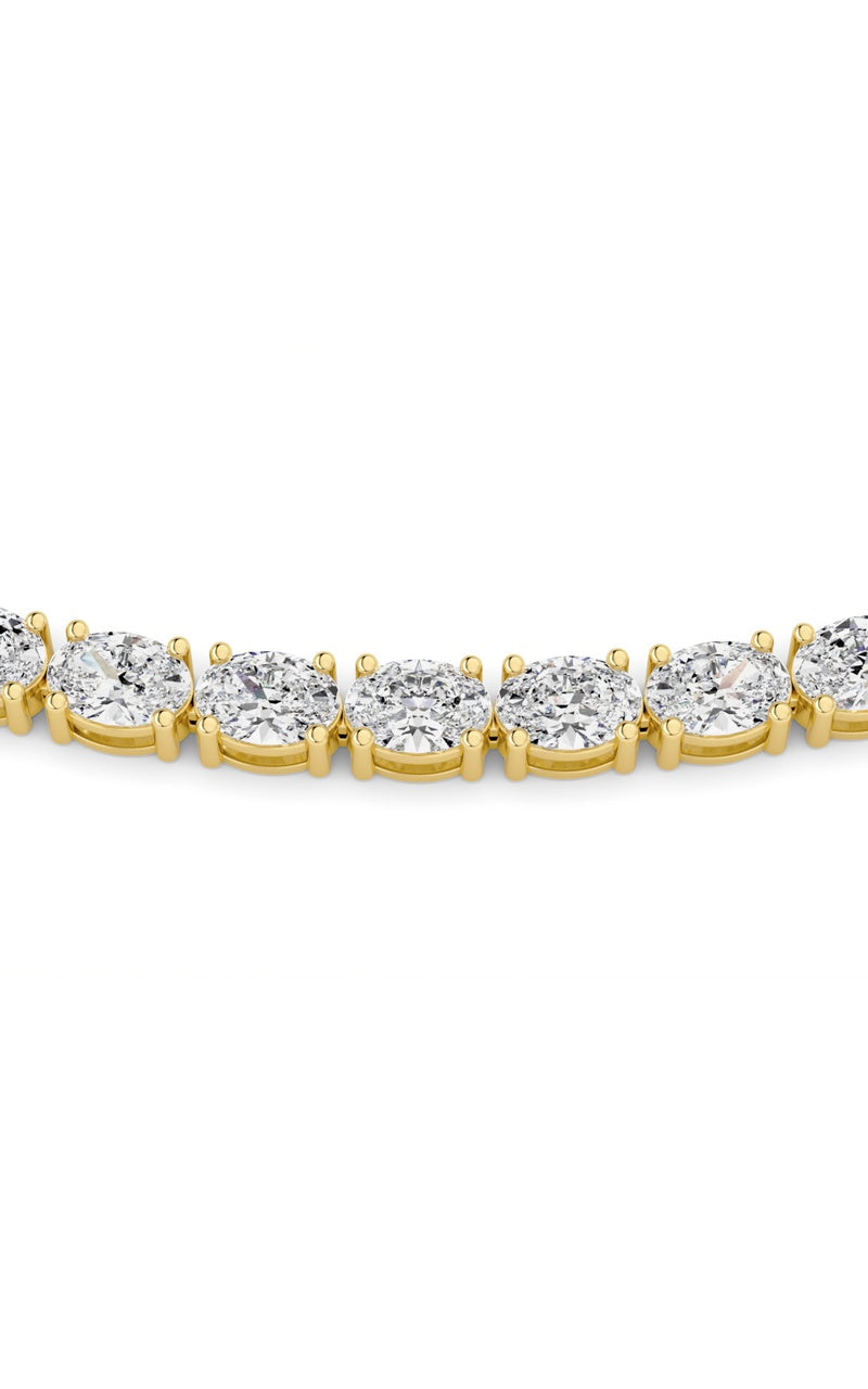 25Cttw Oval Shaped Lab Grown Diamond Tennis Necklace in 14K Gold (F/VS)