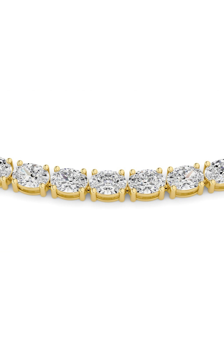 25CTW Oval Shaped Lab Grown Diamond Tennis Necklace in 14K Gold (F/VS)