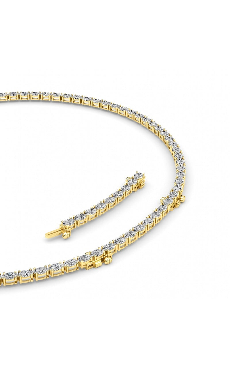 25CTW Oval Shaped Lab Grown Diamond Tennis Necklace in 14K Gold (F/VS)