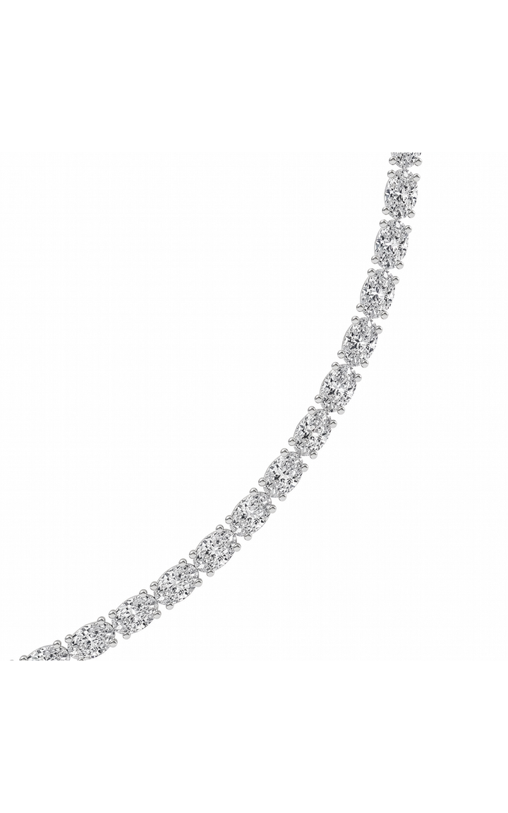 31Cttw Oval Shaped Lab Grown Diamond Tennis Necklace in 14K Gold (F/VS)