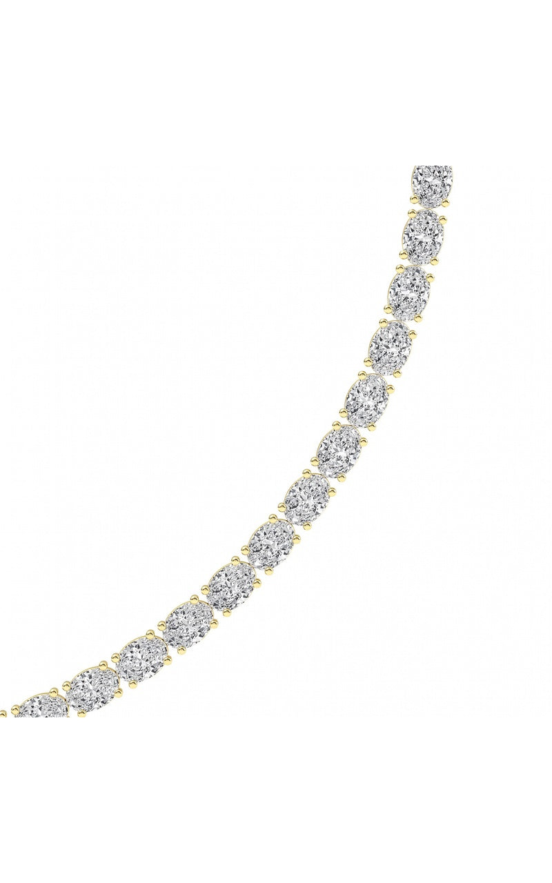 36Cttw Oval Shaped Lab Grown Diamond Tennis Necklace in 14K Gold (F/VS)
