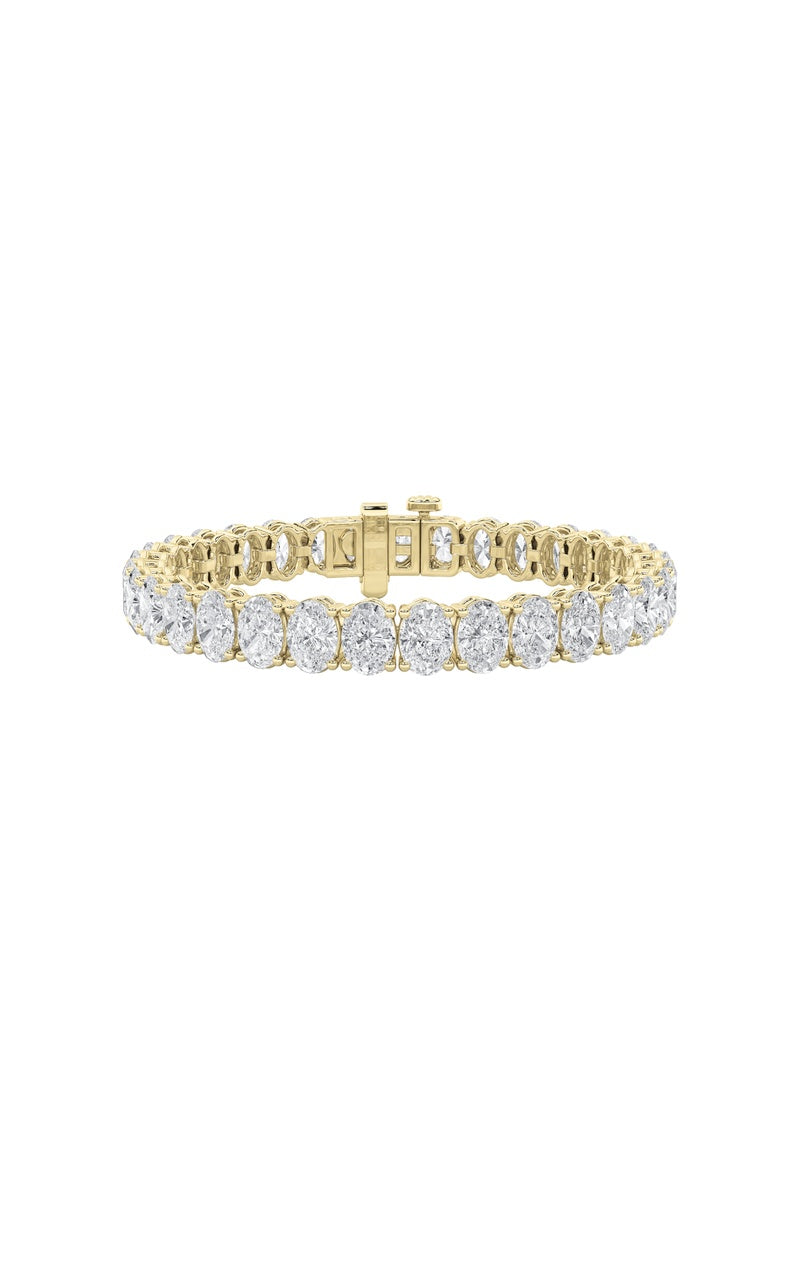 10CTW Oval Shaped Lab Grown Diamond North South Bracelet in 14K Gold (F/VS)