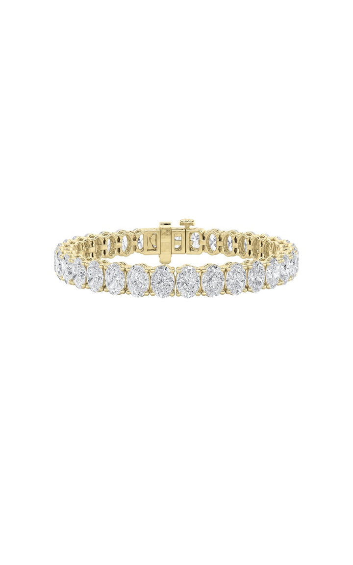 10CTW Oval Shaped Lab Grown Diamond North South Bracelet in 14K Gold (F/VS)