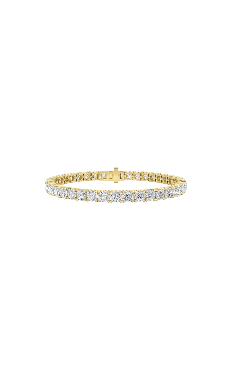 12CTW Round Shaped Lab Grown Diamond Tennis Bracelet in 14K Gold (F/VS)