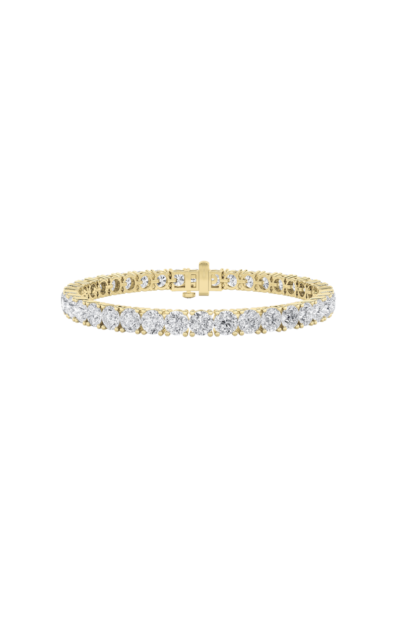 15CTW Round Shaped Lab Grown Diamond Tennis Bracelet in 14K Gold (F/VS), 14K Yellow Gold