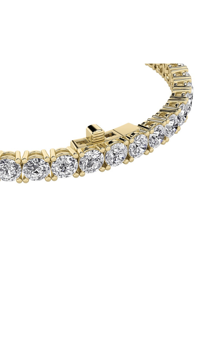 7CTW Round Shaped Lab Grown Diamond Tennis Bracelet in 14K Gold (F/VS)