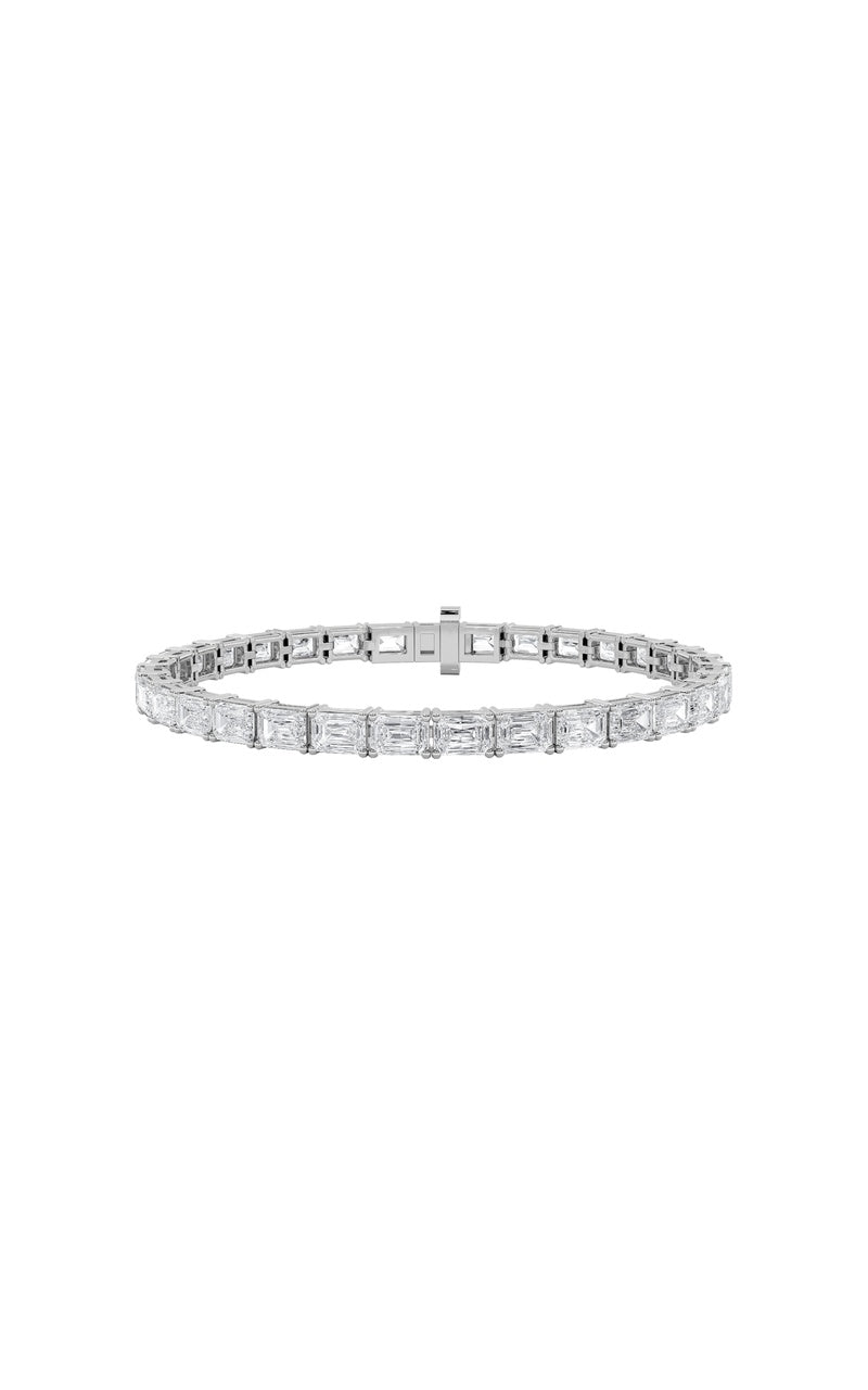 12.25CTW Emerald Shaped Lab Grown Diamond East & West Bracelet in 14K Gold (F/VS)