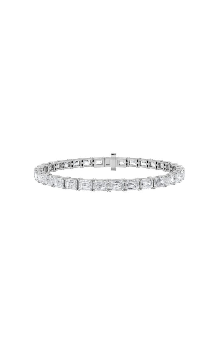5.25Cttw Emerald Shaped Lab Grown Diamond East & West Bracelet in 14K Gold (F/VS)
