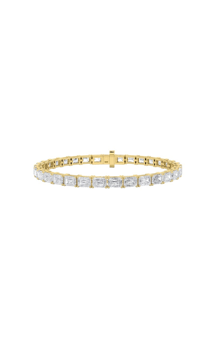 8.5CTW Emerald Shaped Lab Grown Diamond East & West Bracelet in 14K Gold (F/VS)