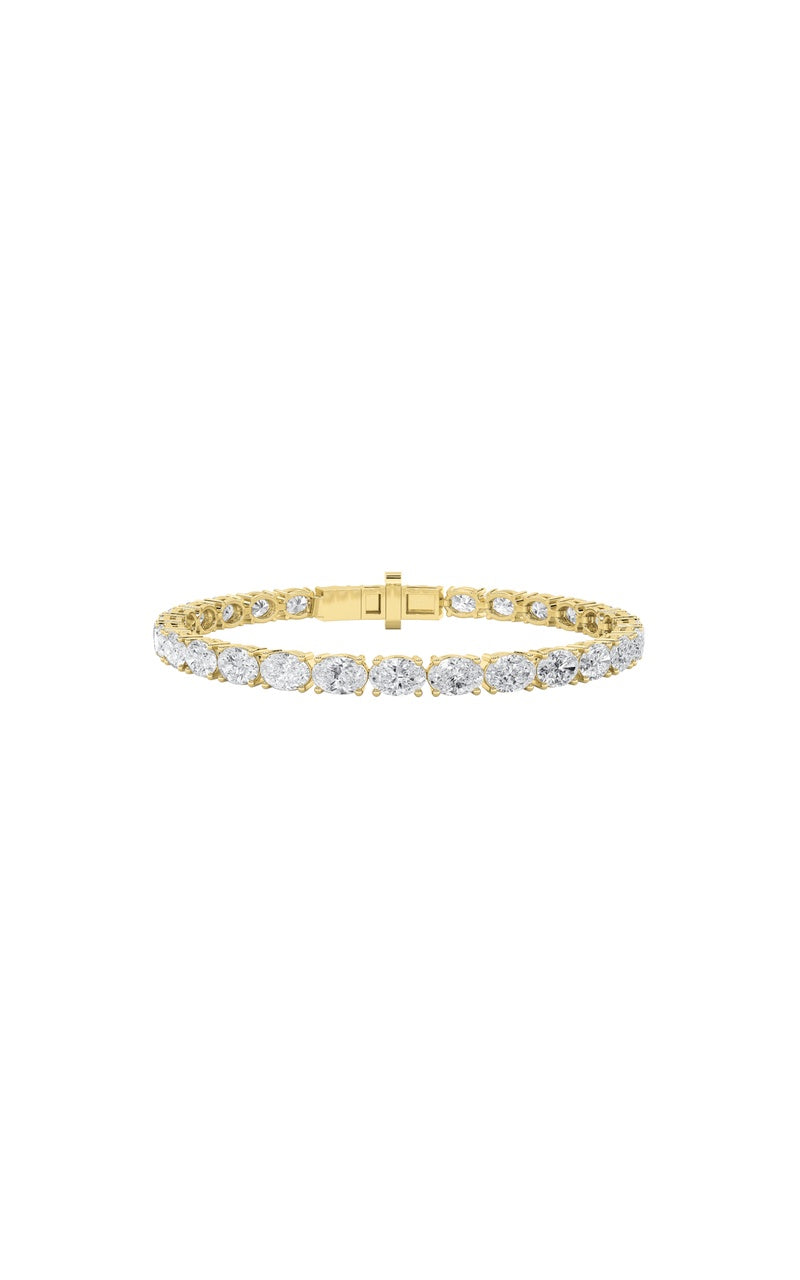 9.5Cttw Oval Shaped Lab Grown Diamond East & WestBracelet in 14K Gold (F/VS)
