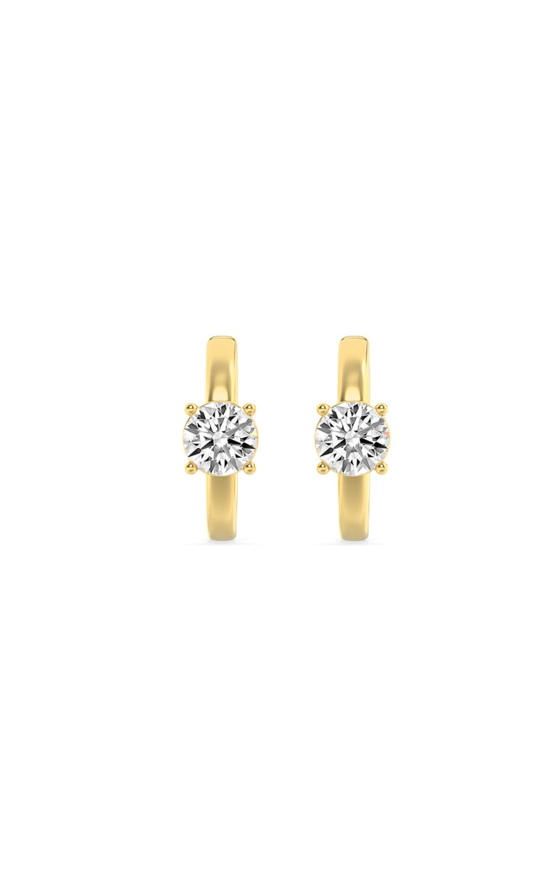 1.5CTW Round Shaped Lab Grown Diamond (F/VS) Solitaire Huggie Earrings in 14K Gold