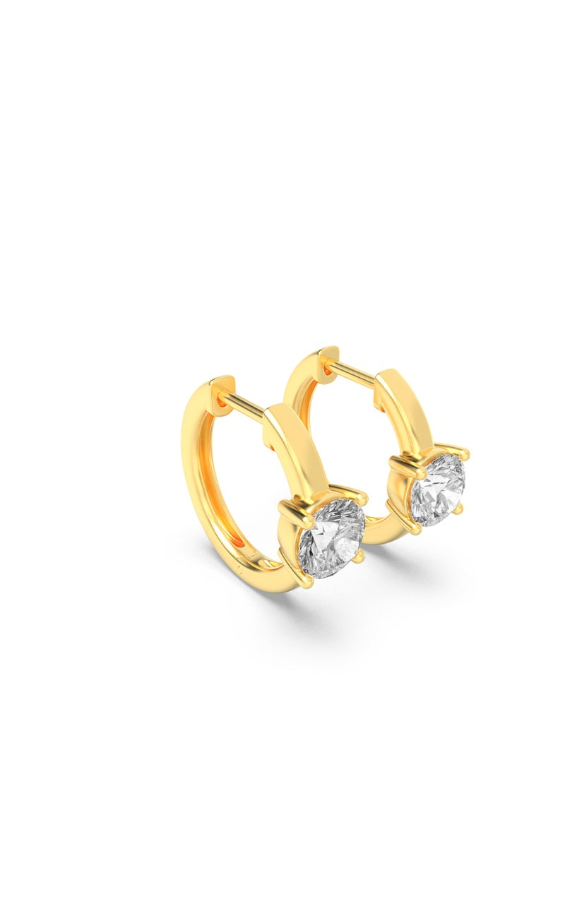 1.5CTW Round Shaped Lab Grown Diamond (F/VS) Solitaire Huggie Earrings in 14K Gold