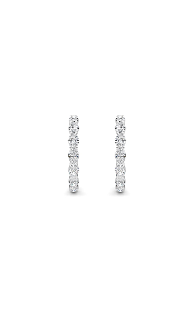 10Cttw Oval Shaped Lab Grown Diamond (F/VS) InsideOut Hoop Earrings in 14K White Gold
