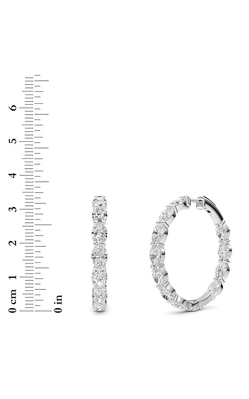 10Cttw Oval Shaped Lab Grown Diamond (F/VS) InsideOut Hoop Earrings in 14K White Gold