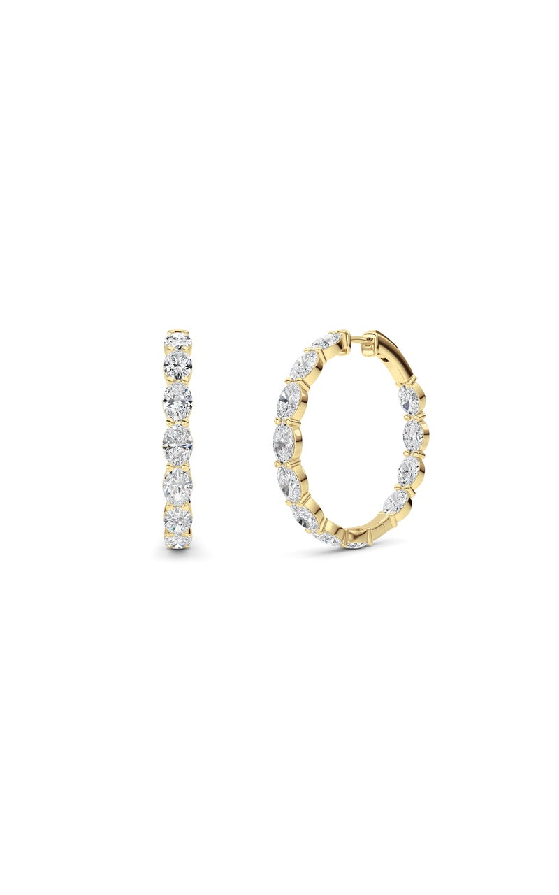 10Cttw Oval Shaped Lab Grown Diamond (F/VS) InsideOut Hoop Earrings in 14K White Gold