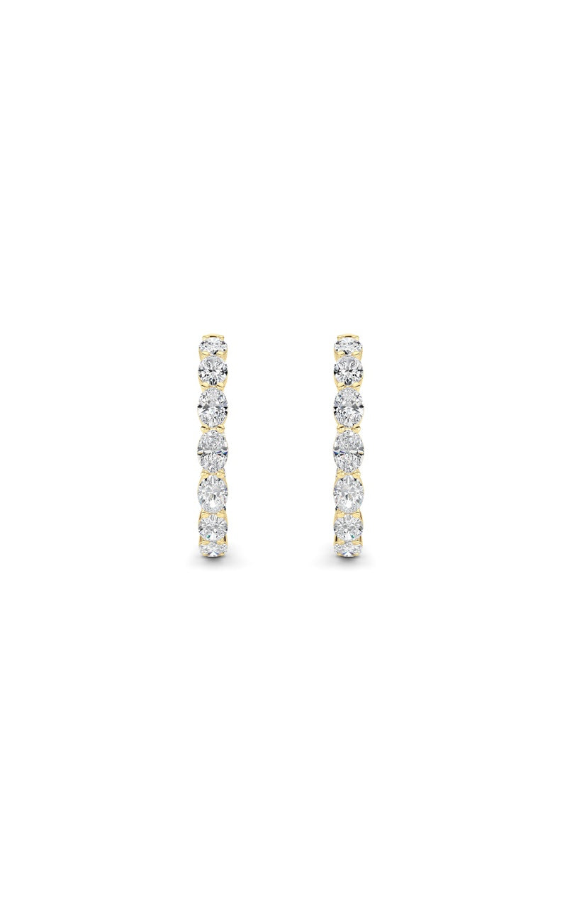 10Cttw Oval Shaped Lab Grown Diamond (F/VS) InsideOut Hoop Earrings in 14K White Gold
