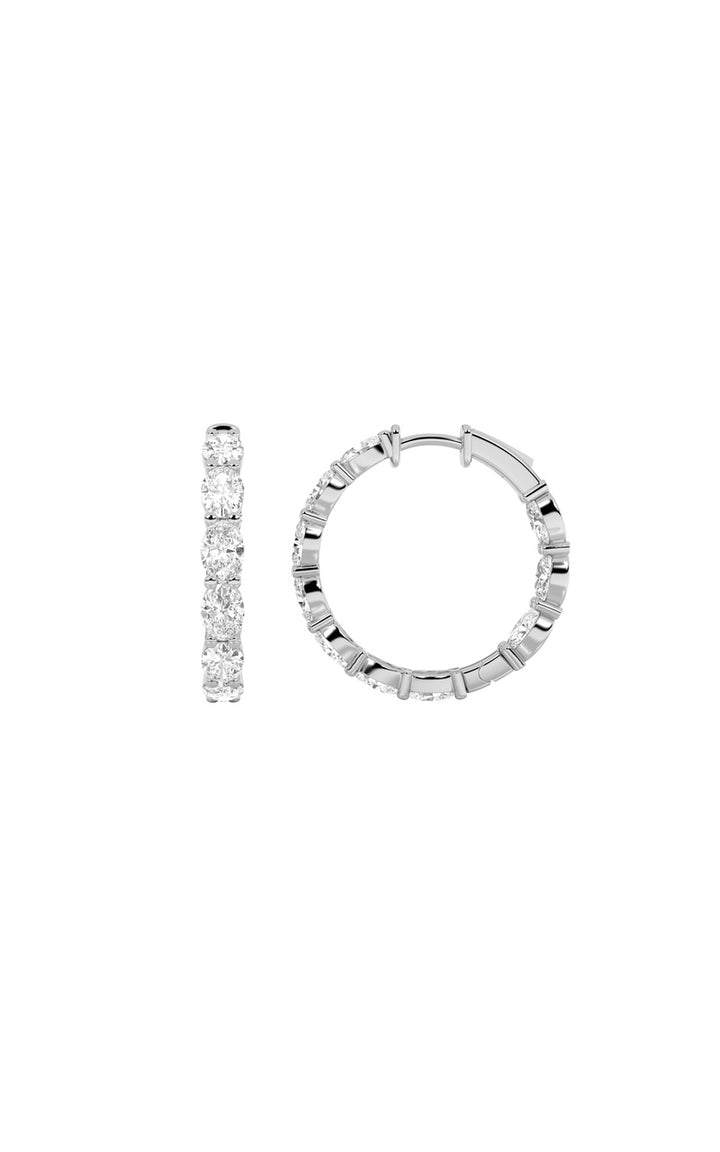3CTW Oval Shaped Lab Grown Diamond Inside Out Hoop Earrings in 14K Gold (F/VS)