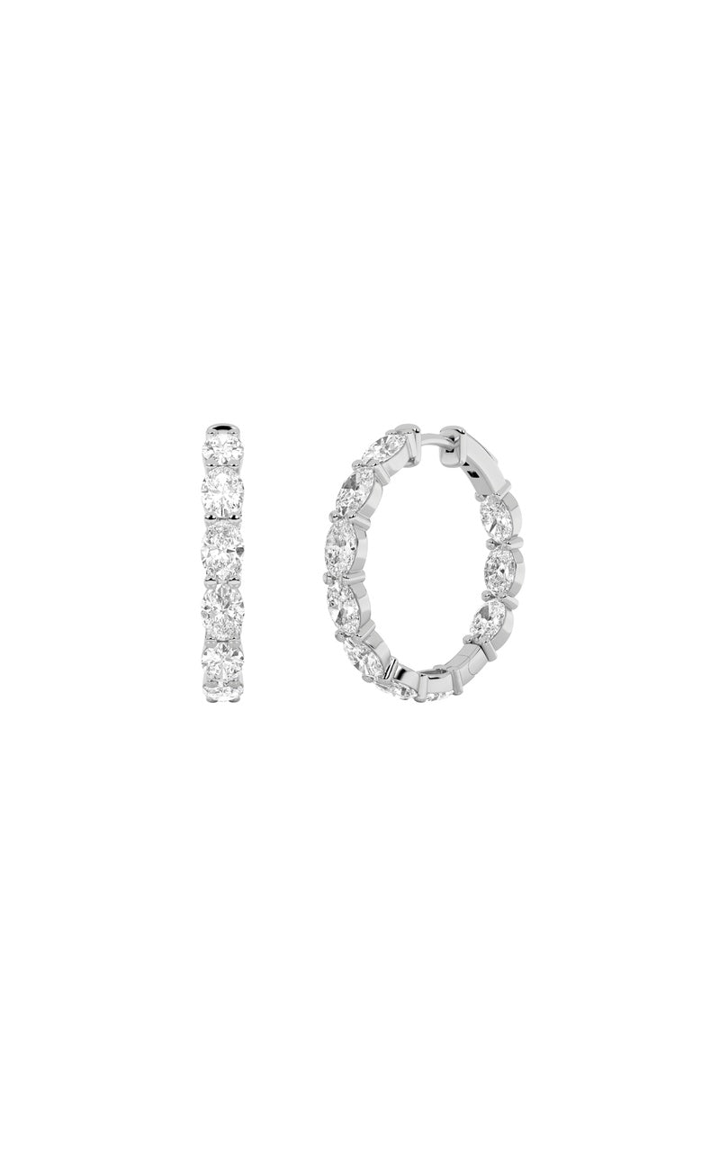 3CTW Oval Shaped Lab Grown Diamond Inside Out Hoop Earrings in 14K Gold (F/VS)