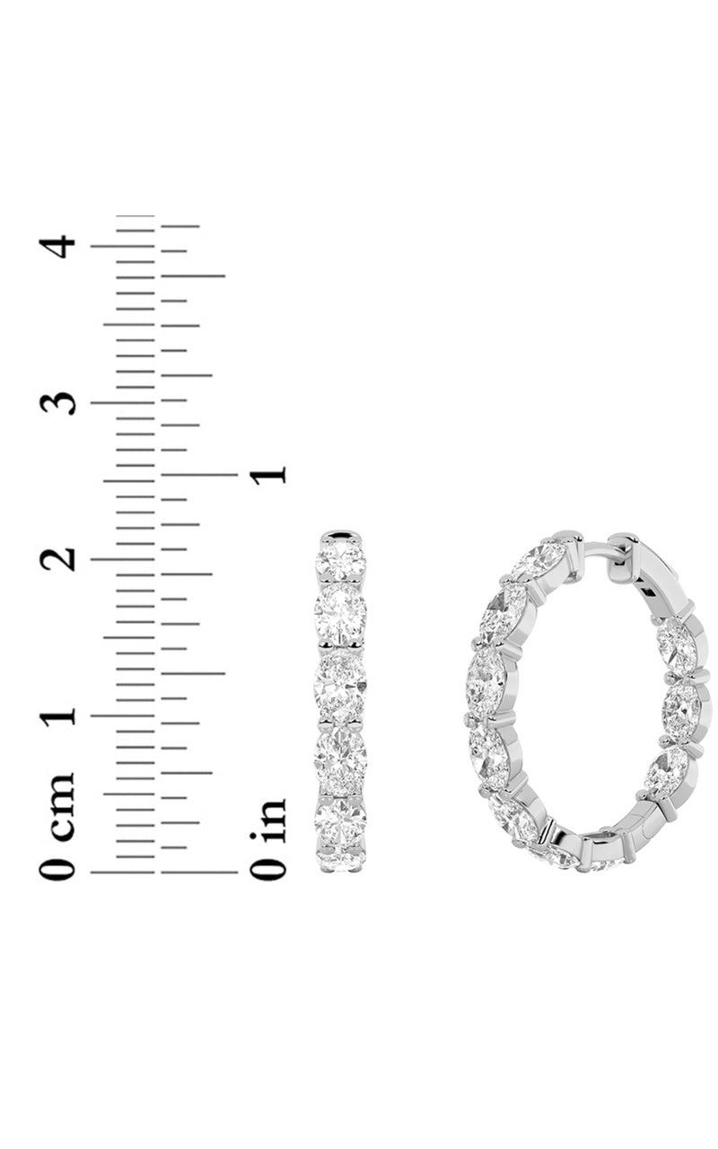 4CTW Oval Shaped Lab Grown Diamond Inside Out Hoop Earrings in 14K Gold (F/VS)