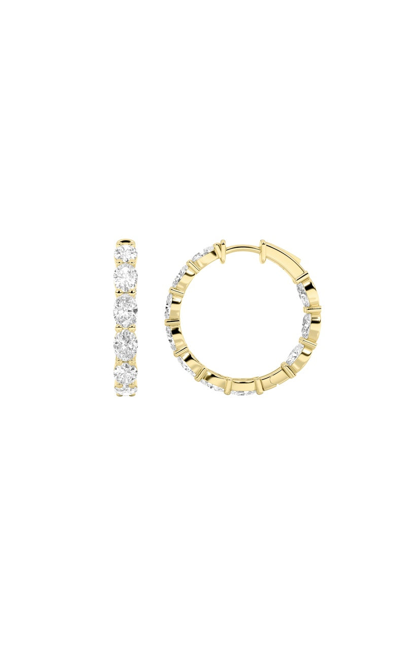 4CTW Oval Shaped Lab Grown Diamond Inside Out Hoop Earrings in 14K Gold (F/VS)