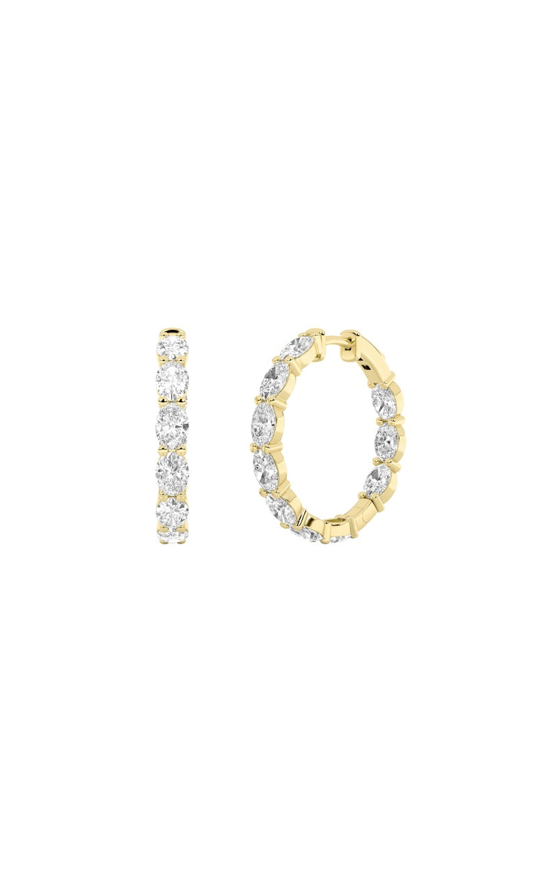 4CTW Oval Shaped Lab Grown Diamond Inside Out Hoop Earrings in 14K Gold (F/VS)