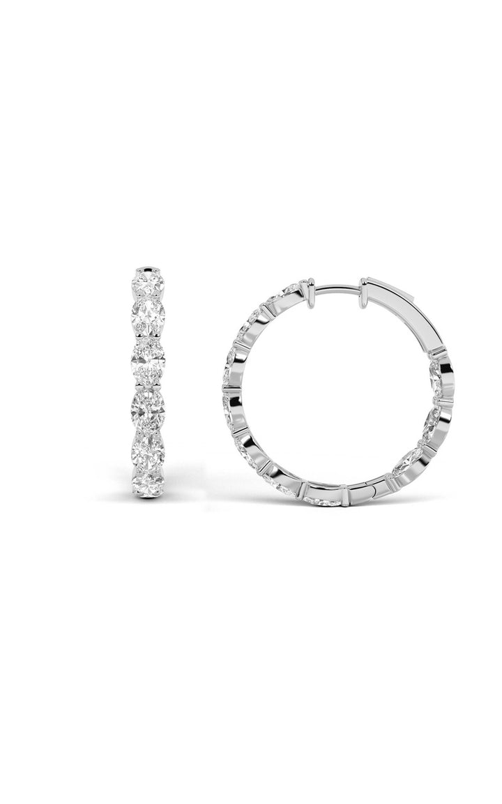7CTW Oval Shaped Lab Grown Diamond Inside Out Hoop Earrings in 14K Gold (F/VS)