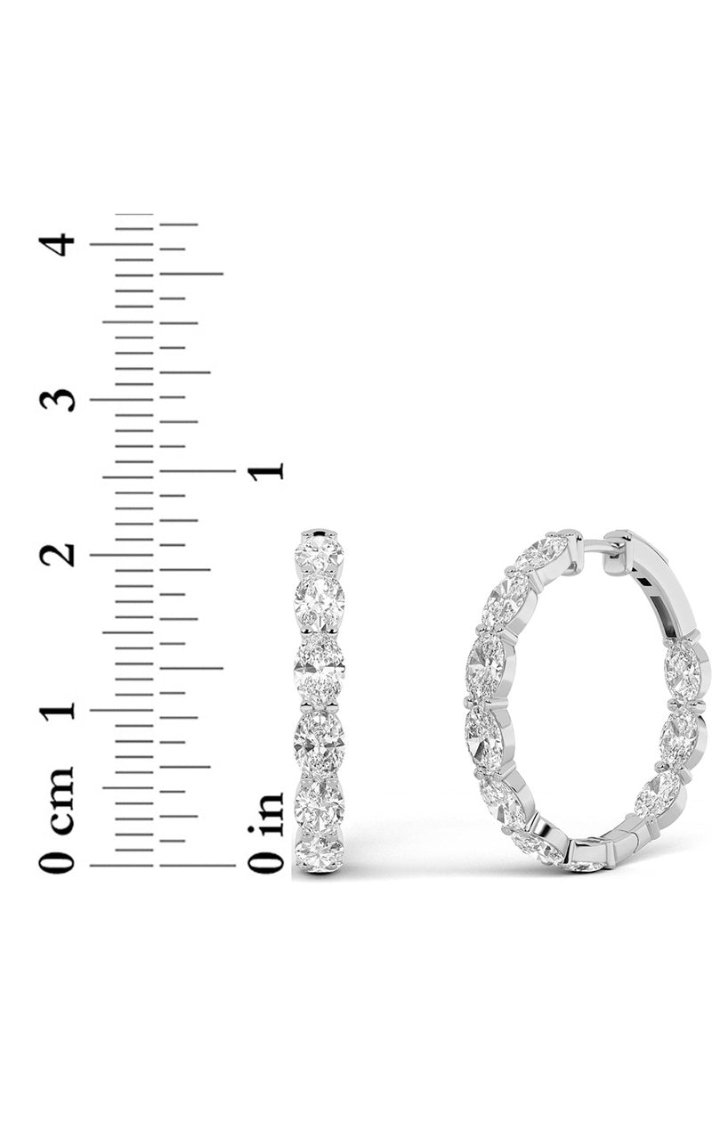 7CTW Oval Shaped Lab Grown Diamond Inside Out Hoop Earrings in 14K Gold (F/VS)