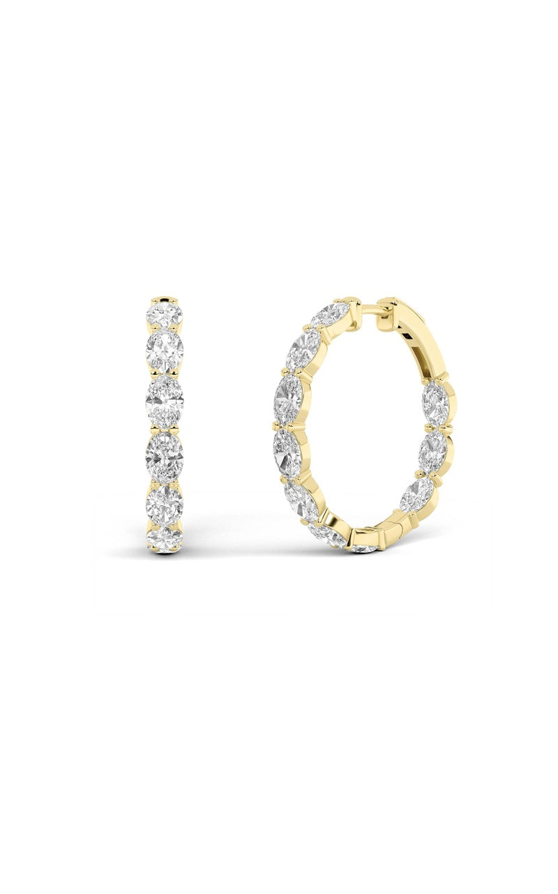 7Cttw Oval Shaped Lab Grown Diamond Inside Out Hoop Earrings in 14K Gold (F/VS)