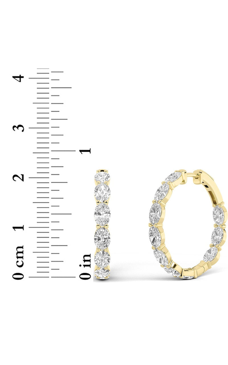 8CTW Oval Shaped Lab Grown Diamond Inside Out Hoop Earrings in 14K Gold (F/VS)