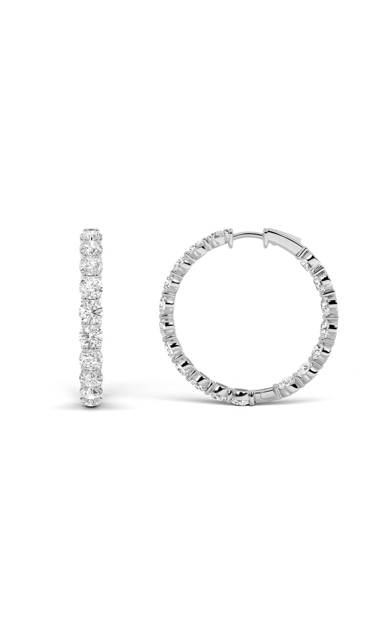 10Cttw Round Shaped Lab Grown Diamond Inside Out Hoop Earrings in 14K Gold (F/VS)
