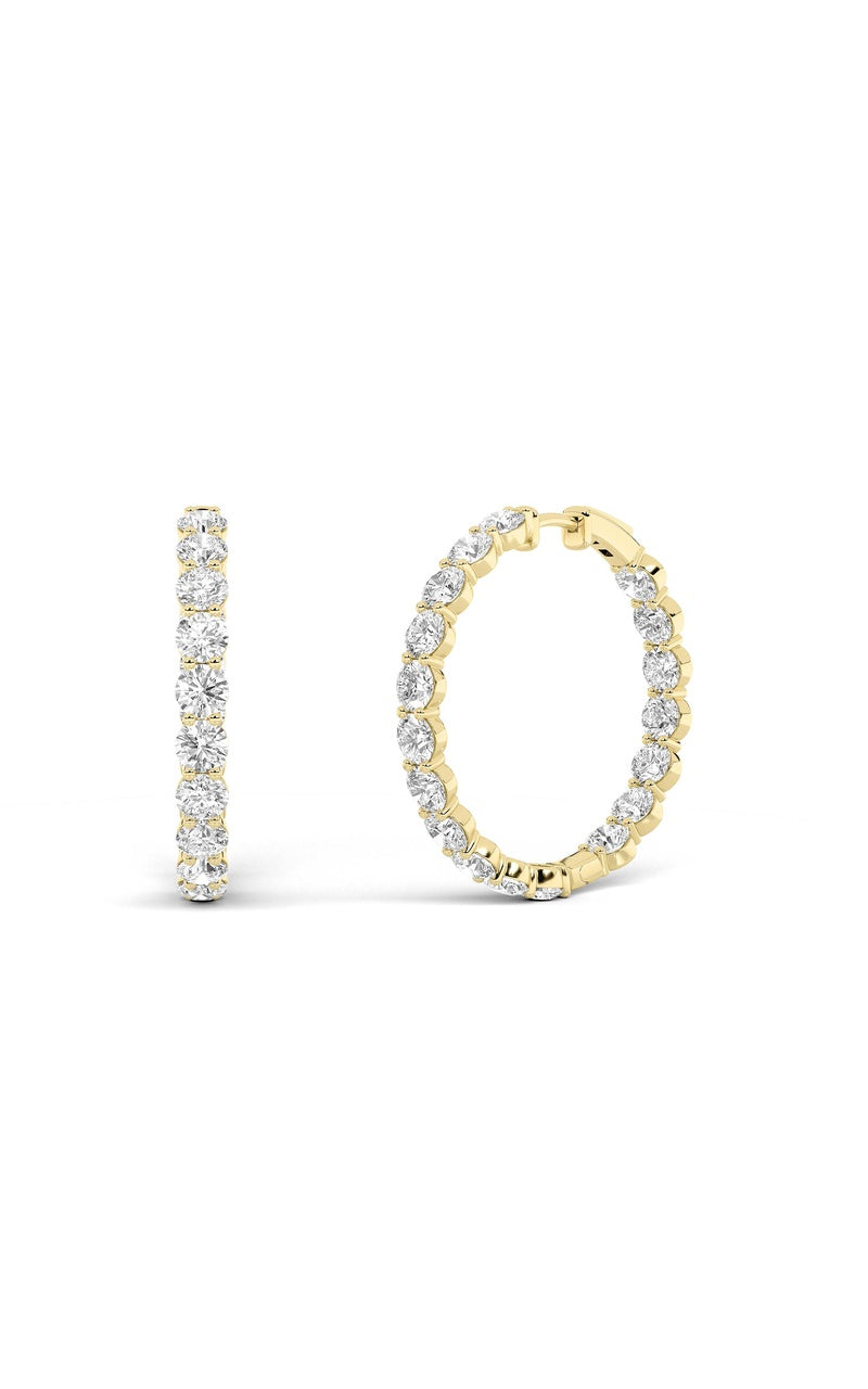 10Cttw Round Shaped Lab Grown Diamond Inside Out Hoop Earrings in 14K Gold (F/VS)