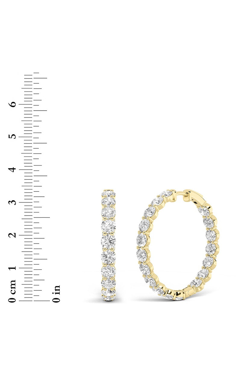 10Cttw Round Shaped Lab Grown Diamond Inside Out Hoop Earrings in 14K Gold (F/VS)