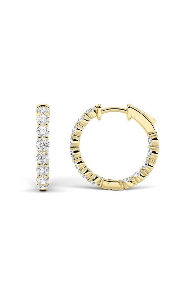 4Cttw Round Shaped Lab Grown Diamond Inside Out Hoop Earrings in 14K Gold (F/VS)