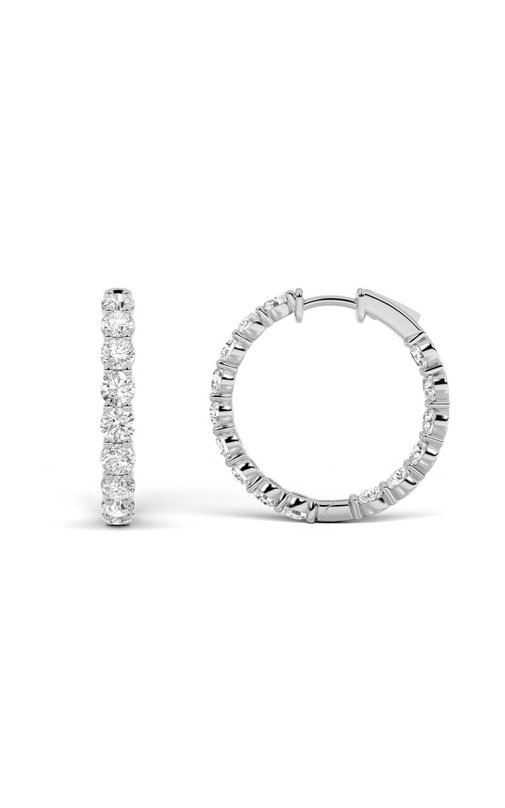 5Cttw Round Shaped Lab Grown Diamond Inside Out Hoop Earrings in 14K Gold (F/VS)
