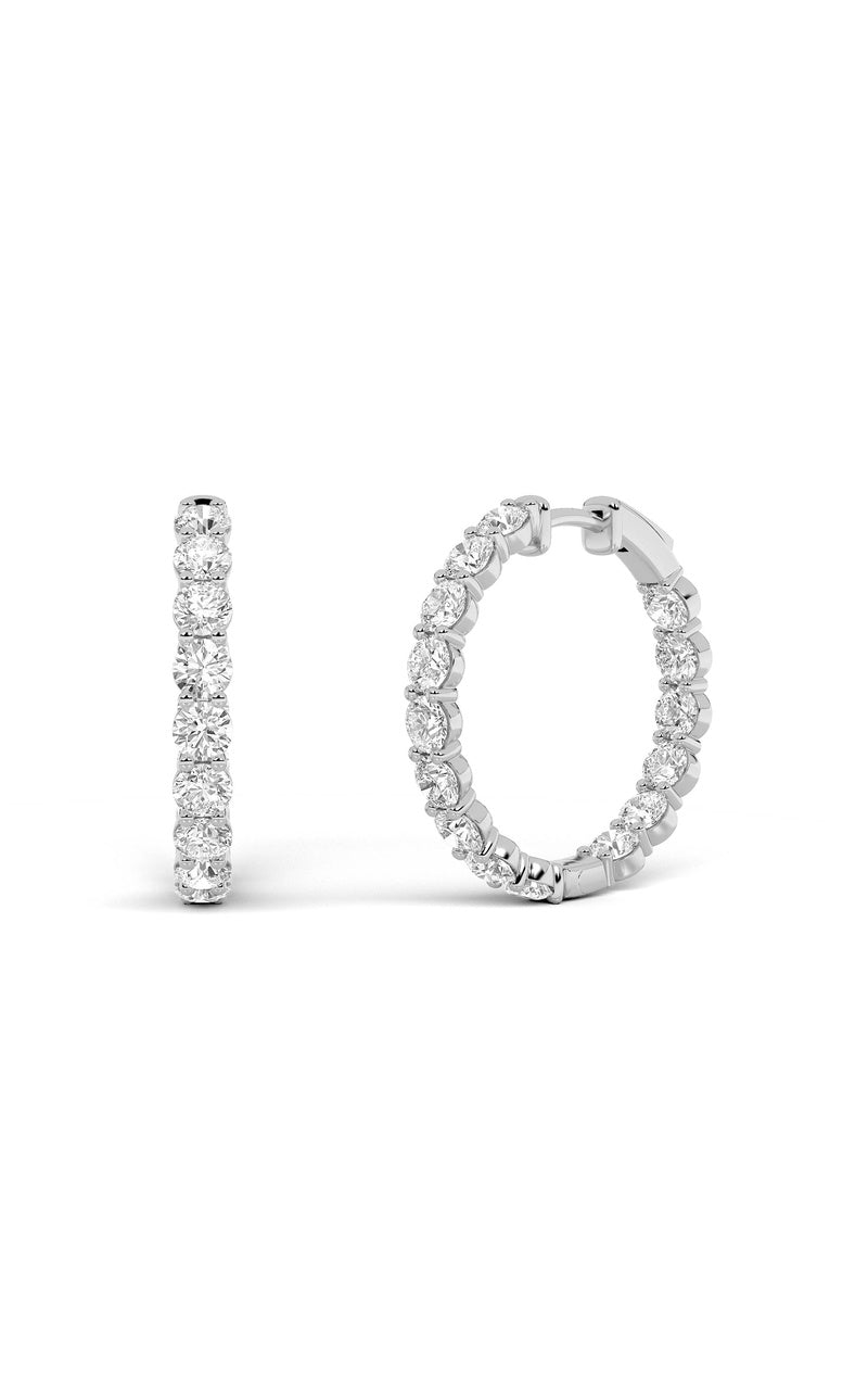 5CTW Round Shaped Lab Grown Diamond Inside Out Hoop Earrings in 14K Gold (F/VS)