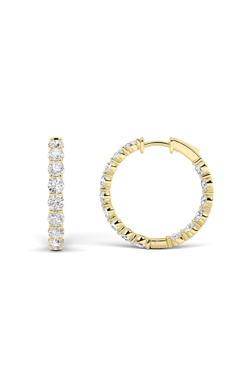 6Cttw Round Shaped Lab Grown Diamond Inside Out Hoop Earrings in 14K Gold (F/VS)