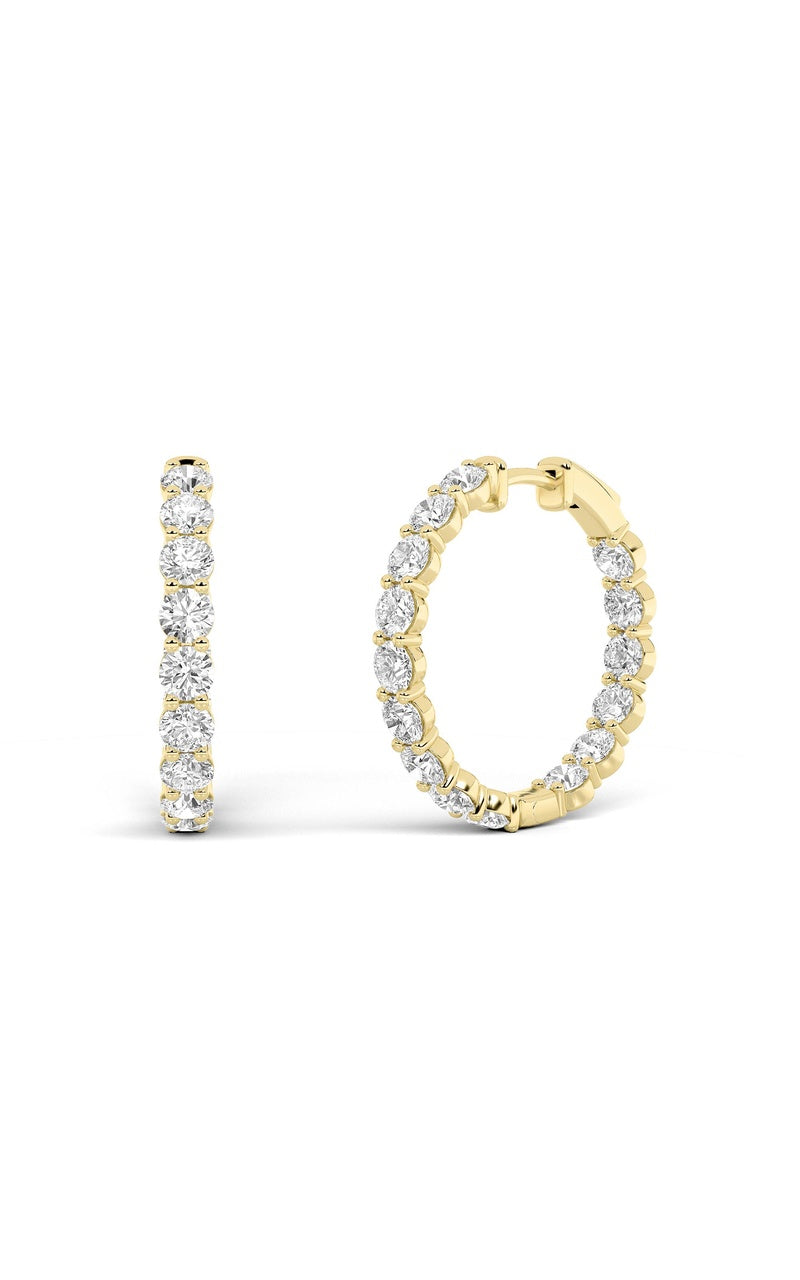 6Cttw Round Shaped Lab Grown Diamond Inside Out Hoop Earrings in 14K Gold (F/VS)