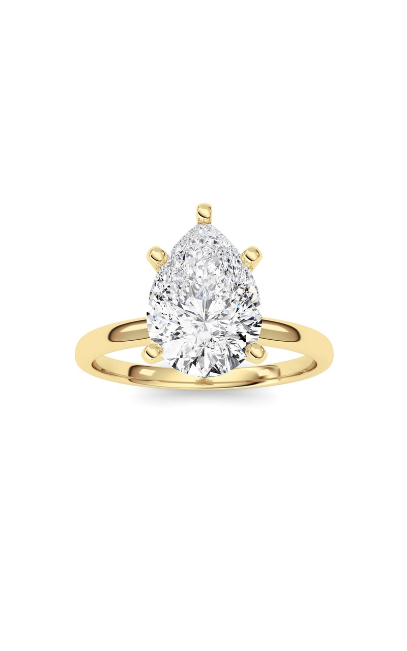 2CTW Pear Shaped Lab Grown Diamond Classic Solitaire Ring in 14K Gold (F/VS)