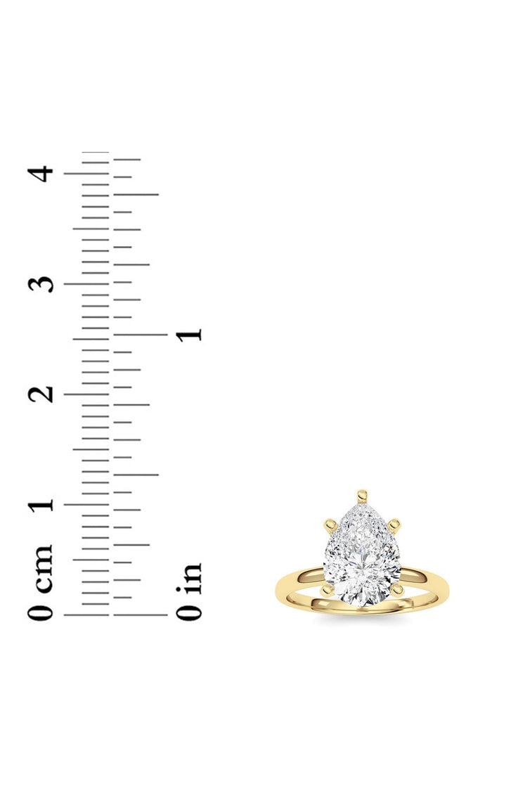 2CTW Pear Shaped Lab Grown Diamond Classic Solitaire Ring in 14K Gold (F/VS)