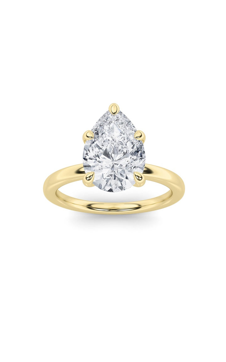 3CTW Pear Shaped Lab Grown Diamond Classic Solitaire Ring in 14K Gold (F/VS)