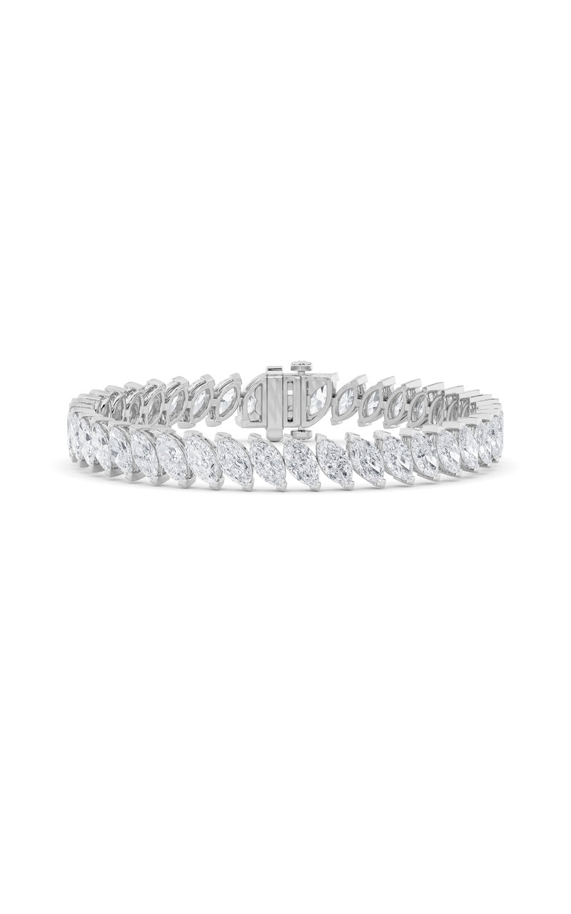16.5CTW Marquise Shaped Lab Grown Diamond (F/VS) Angled Line Bracelet in 14K Gold