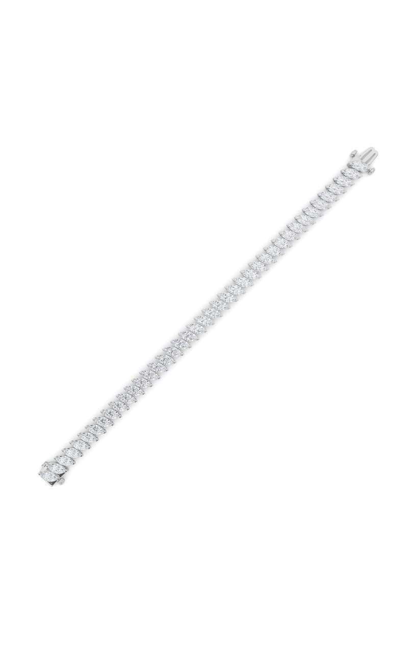 16.5CTW Marquise Shaped Lab Grown Diamond (F/VS) Angled Line Bracelet in 14K Gold