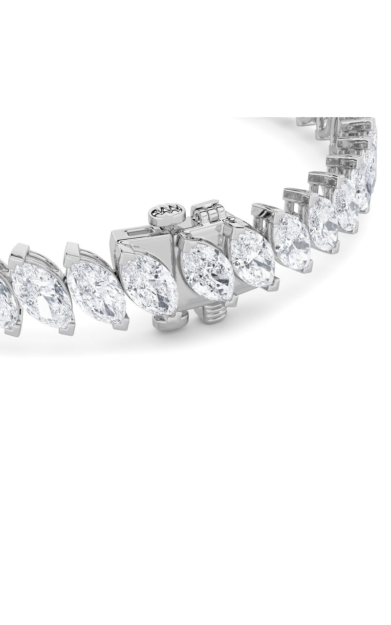 16.5Cttw Marquise Shaped Lab Grown Diamond (F/VS)Angled Line Bracelet in 14K Gold