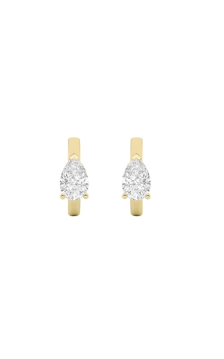 1.5CTW Pear Shaped Lab Grown Diamond (F/VS) Solitaire Huggie Earrings in 14K Gold