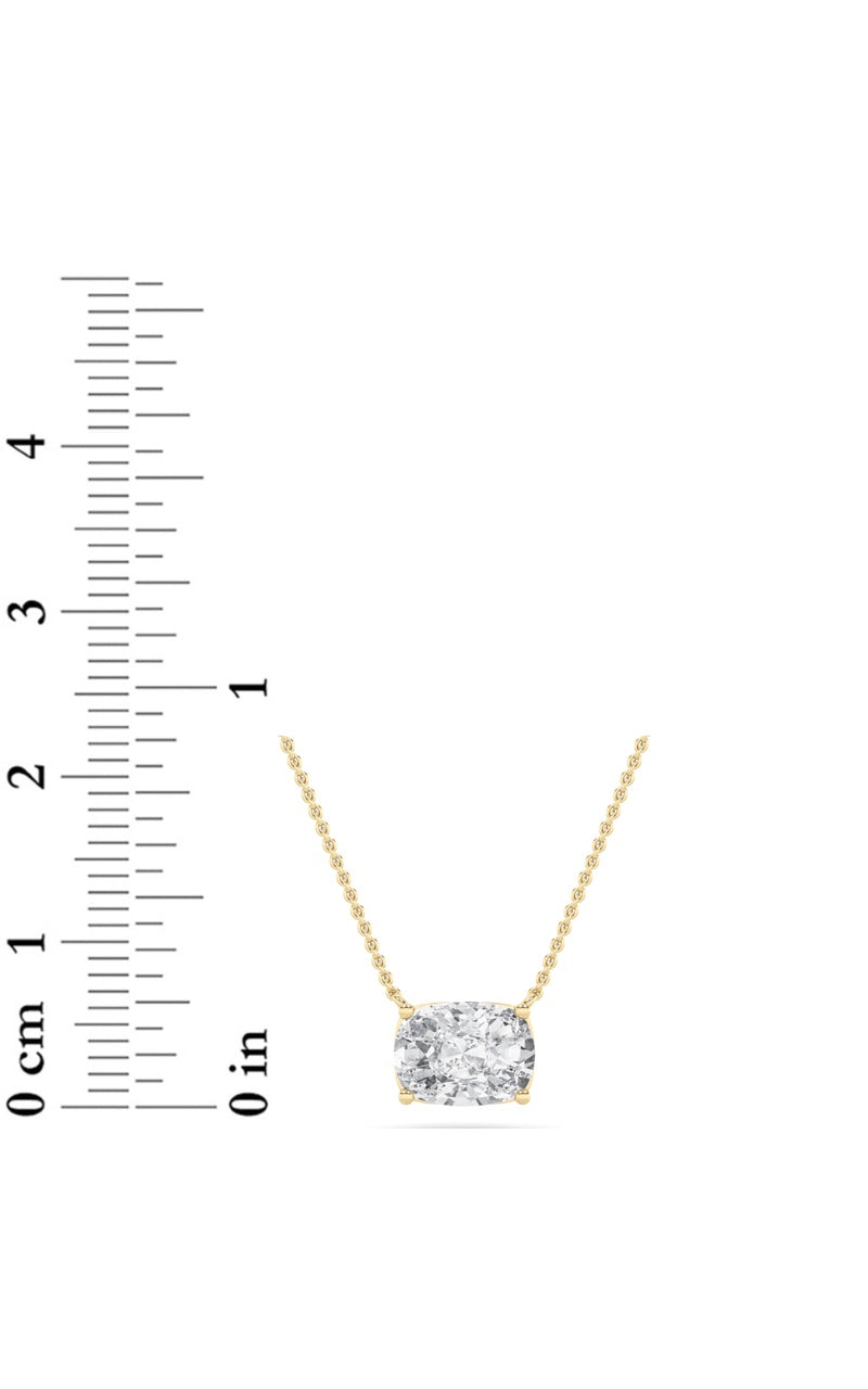 2Cttw Elongated Cushion Shaped Lab Grown Diamond (F/VS) East West Solitaire Necklace in 14K Gold