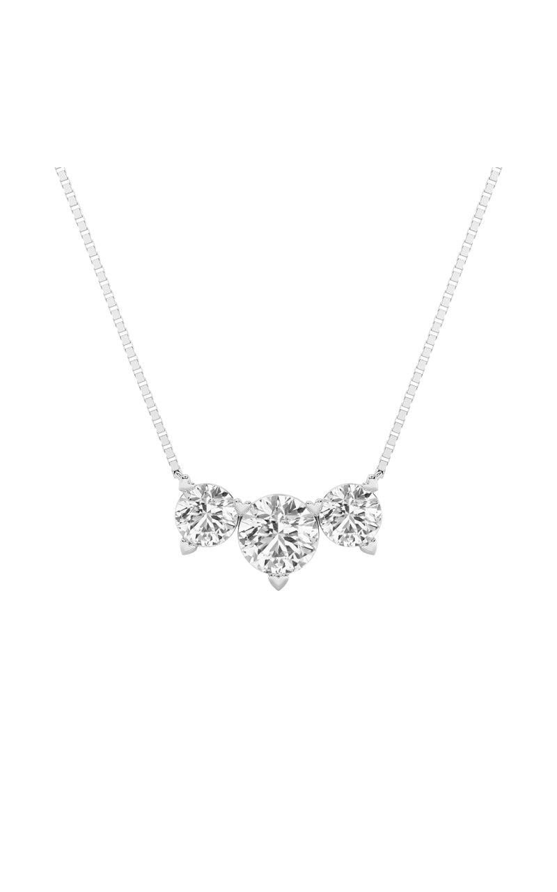2Cttw Round Shaped Lab Grown Diamond (F/VS) ThreeStone Necklace in 14K Gold