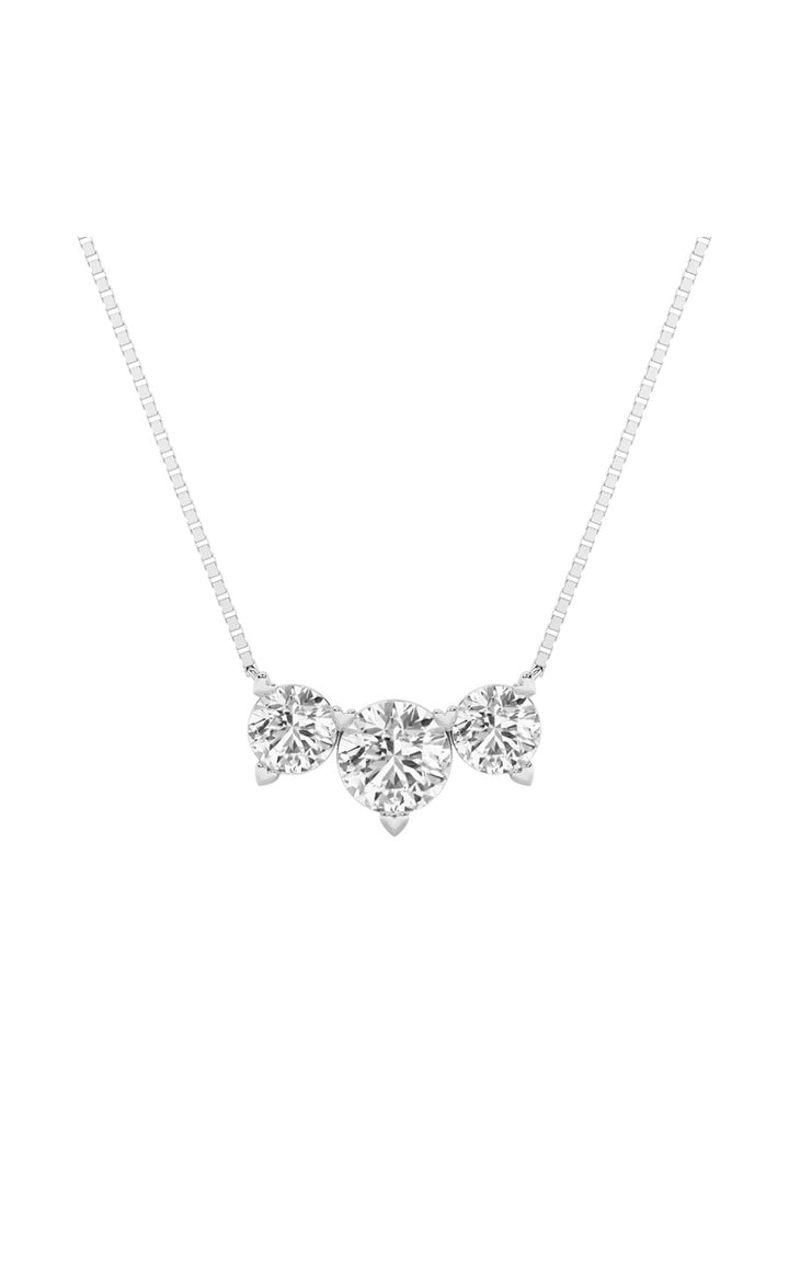 2Cttw Round Shaped Lab Grown Diamond (F/VS) ThreeStone Necklace in 14K Gold