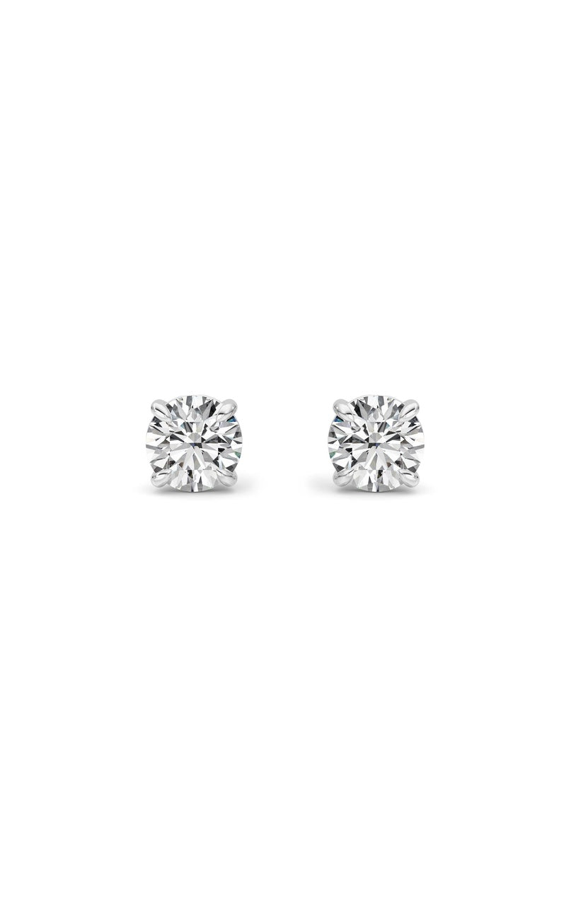 3CTW Round Shaped Lab Grown Diamond 4 Prong Stud Earrings in 14K Gold (G/VS)